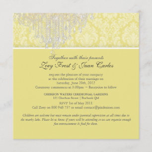 Invitación Lemon de color PixDezines Chandelier/Moiré Damask/