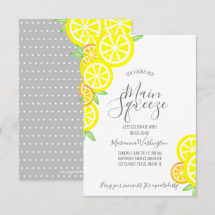 Invitación Lemon de verano PRINCIPAL SQUEEZE BRIDAL DUCHA gri