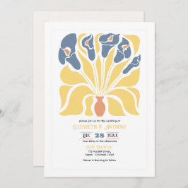 Invitación Lemon & Denim Abstract Floral Boho Wedding