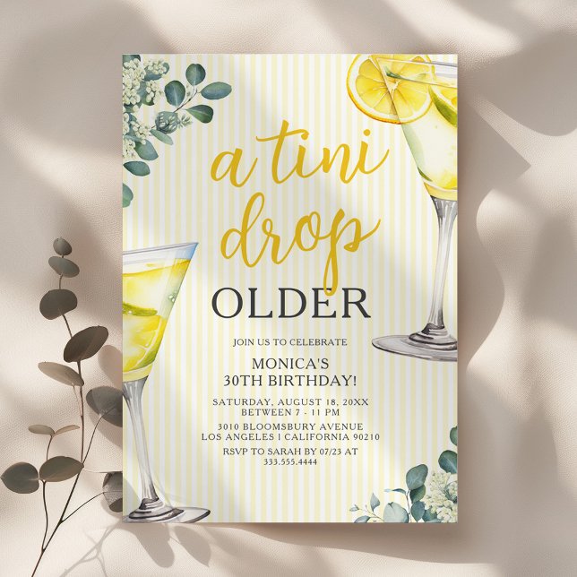 Invitación Lemon Drop Martini Adult Birthday Party (Subido por el creador)