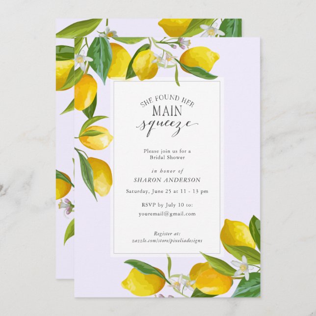 Invitación Lemon Ella encontró su chirrido principal Bridal S (Anverso / Reverso)