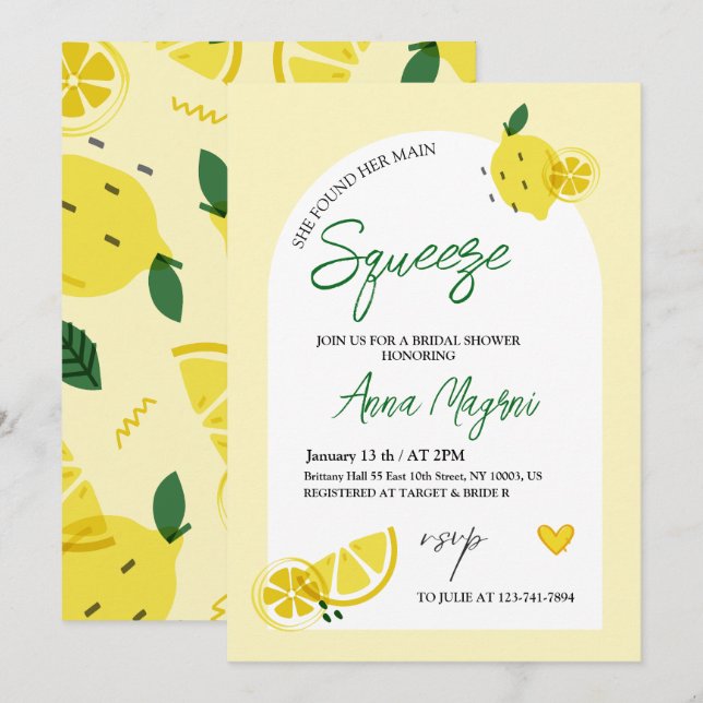 Invitación Lemon Ella Encontró Su Despedida de Soltera de la  (Anverso / Reverso)