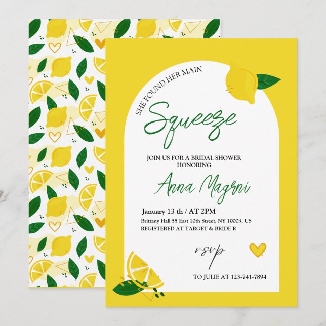 Invitación Lemon Ella Encontró Su Despedida de Soltera de la  (Anverso / Reverso)