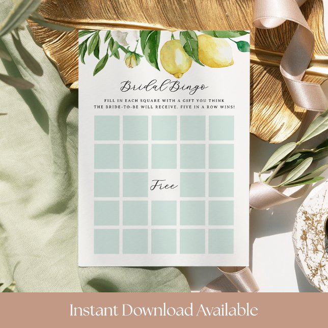 Invitación Lemon Floral Bridal Shower Bingo Game Card (Subido por el creador)