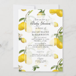 Invitación Lemon Floral Citrus Foliage Greenereneration Baby 