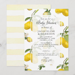 Invitación Lemon Floral Citrus Foliage Greenereneration Baby 