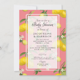 Invitación Lemon Floral Citrus Greeneration Pink Baby Girl Sh