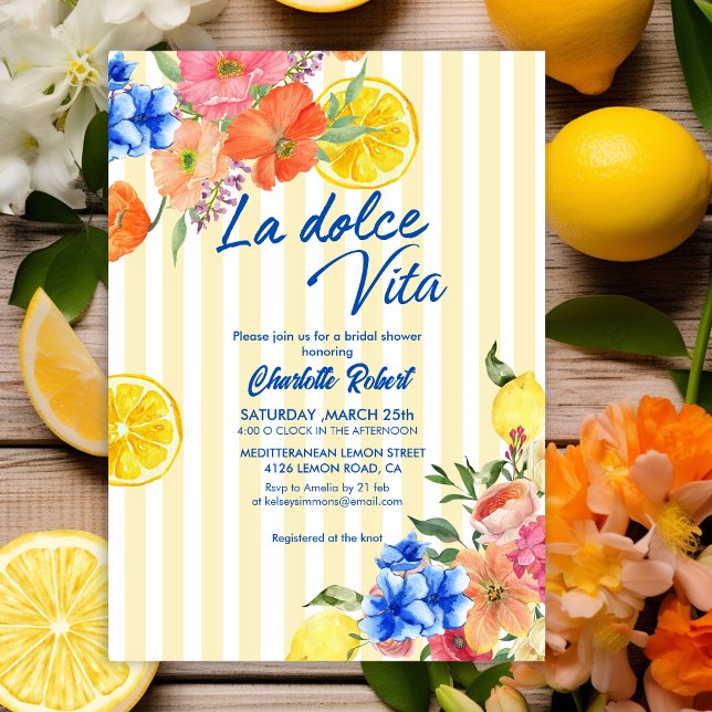 Invitación Lemon floral italiano verano ducha de novia (Subido por el creador)