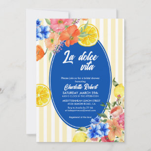 Invitación Lemon floral italiano verano ducha de novia