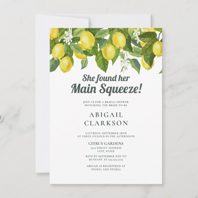 Invitación Lemon Floral Main Squeeze Brieze Shower (Anverso)