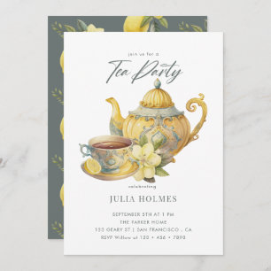 Invitación Lemon Floral   Teacup Tea Fiesta