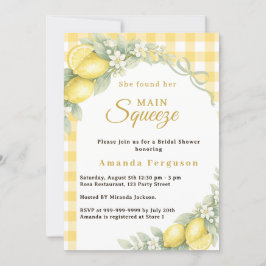 Invitación Lemon gingham main squeeze bow Bridal Shower