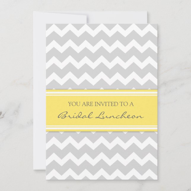 Invitación Lemon Gray Chevron Bridal Lunch Invitation Cards (Anverso)