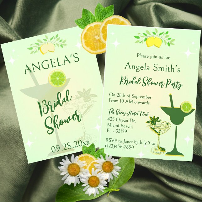 Invitación Lemon Green Cocktail Fiesta Bridal Shower (Subido por el creador)