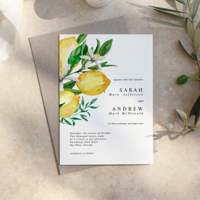 Invitación Lemon Greenery Boda moderno (Subido por el creador)