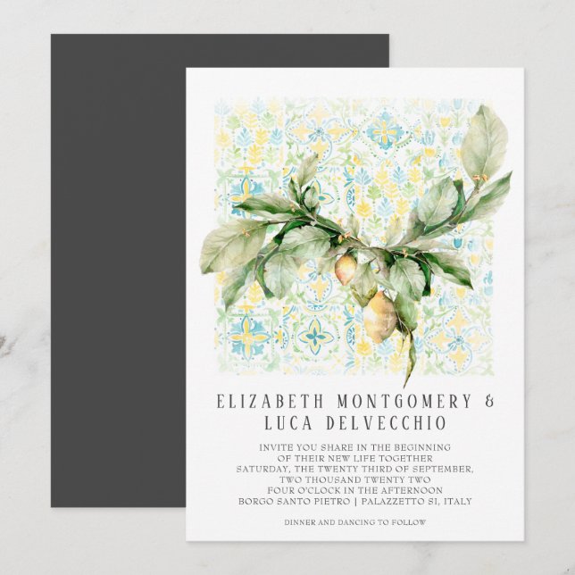 Invitación Lemon Grove | Boda Botánico Boho (Anverso / Reverso)