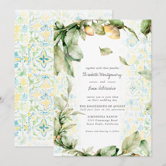 Invitación Lemon Grove | Boda Botánico Boho (Anverso / Reverso)