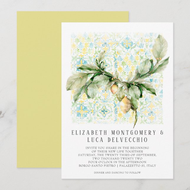 Invitación Lemon Grove | Boda Botánico Boho (Anverso / Reverso)