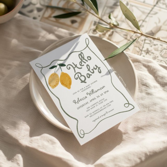 Invitación Lemon Italiana Amalfi Género Neutral Baby Shower (Gender Neutral Lemon Baby Shower Invite)