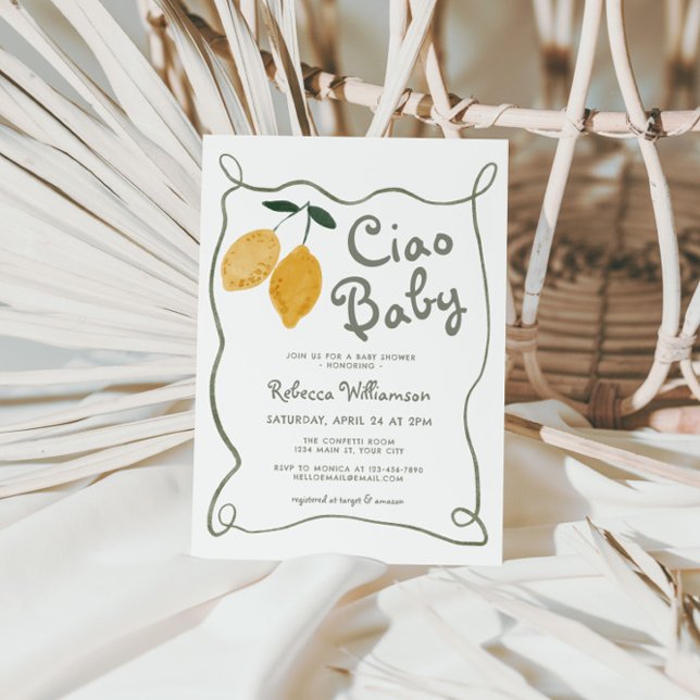 Invitación Lemon Italiana Amalfi Género Neutral Baby Shower (Lemon Italian Gender Neutral Baby Shower Invite)