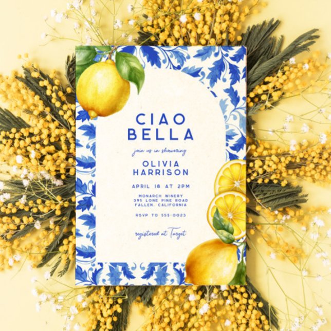 Invitación Lemon Italiano Amalfi Blue Tile Bridal Shower (Subido por el creador)
