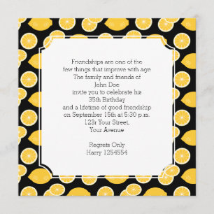 Invitación Lemon Kawaii Citrus Birthday Party