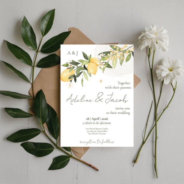 Invitación Lemon Kissed Wedding Invitation (Subido por el creador)