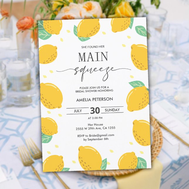 Invitación Lemon Love Bridal Shower Main Squeeze Citrus (Lemon Love Bridal Shower Main Squeeze Citrus Invitation)
