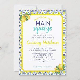 Invitación Lemon Main Squeeze Blue Bridal Shower