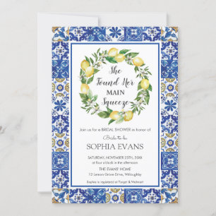 Invitación Lemon Main Squeeze Mediterránea Bridal Shower Inv