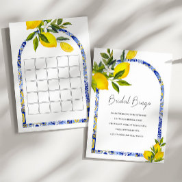 Invitación Lemon Mediterranean Bingo Bridal Shower Game Card