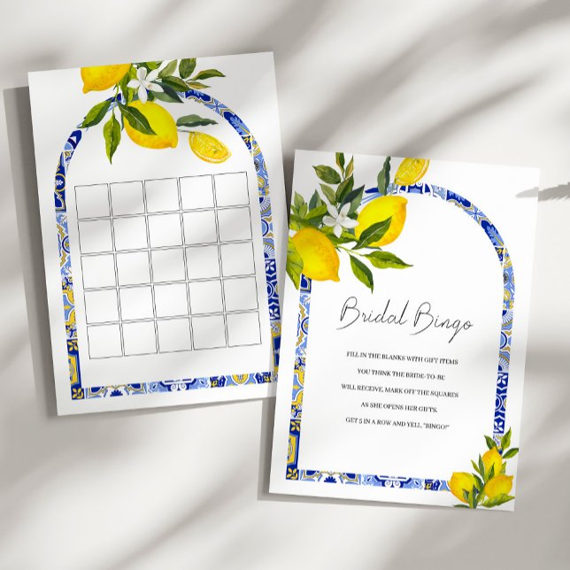 Invitación Lemon Mediterranean Bingo Bridal Shower Game Card (Subido por el creador)