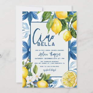 Invitación Lemon Mediterranean Blue Tile Briower