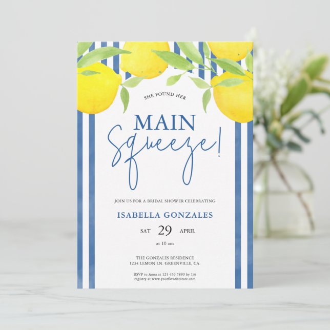 Invitación Lemon Mediterranean Main Squeeze Bridal Shower (Anverso de pie)