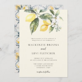 Invitación Lemon Mediterranean Tiles Butter Yellow Boda