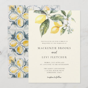 Invitación Lemon Mediterranean Tiles Butter Yellow Boda