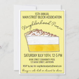 Invitación Lemon Meringue Pie Slice Picnic Cocina Potluck