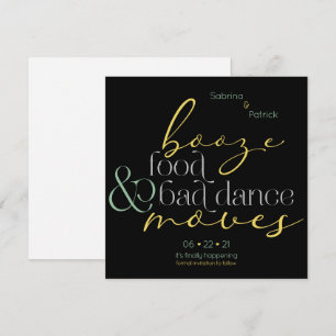 Invitación Lemon Mint Booze Comida mala danza se mueve Guarda
