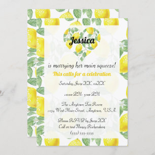 Invitación Lemon Pattern Heart Main Squeeze Bridal Shower