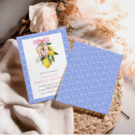 Invitación Lemon Pink Bow Coquette Bridal Shower