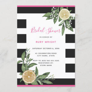 Invitación Lemon Pink Bridal de Rayo Blanco Negro