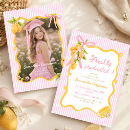Invitación Lemon Pink recién graduado lazo preppy Graduación