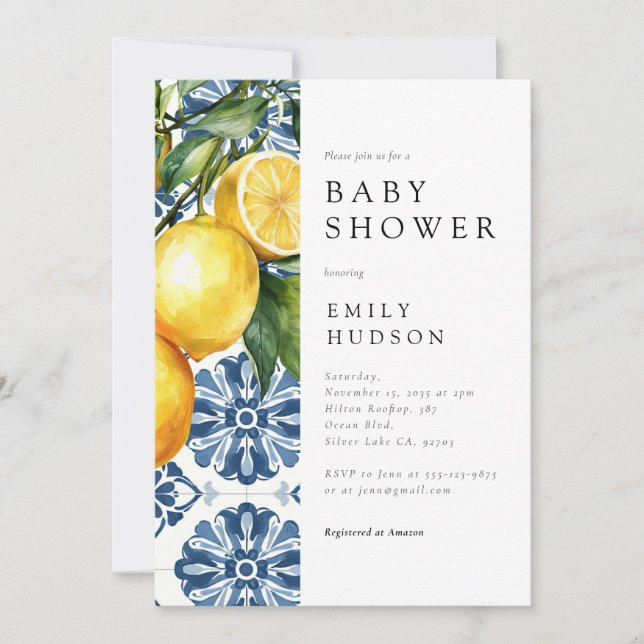 Invitación Lemon Positano Baby Shower italiano (Anverso)