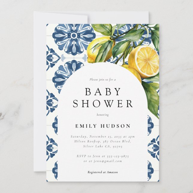 Invitación Lemon Positano Baby Shower italiano (Anverso)