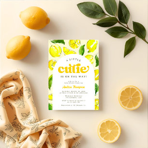 Invitación Lemon Retro Arch Little Cutie Yellow Baby Shower