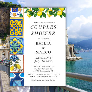 Invitación Lemon Summer Italiana Azulejos Ducha Parejas