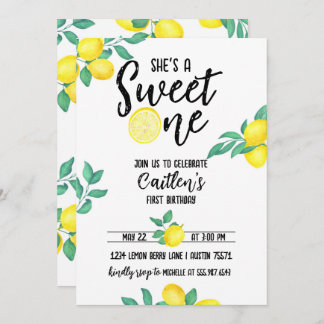 Invitación Lemon Sweet One First Birthday Invite