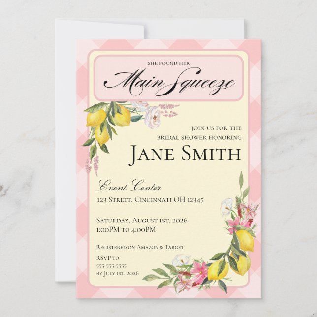 Invitación Lemon Themed Bridal Shower Invitation (Anverso)
