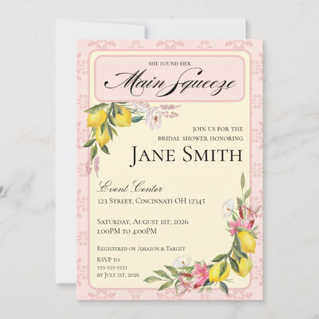 Invitación Lemon Themed Bridal Shower Invitation (Anverso)