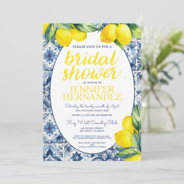 Invitación Lemon Tile Bridal Shower (Anverso de pie)